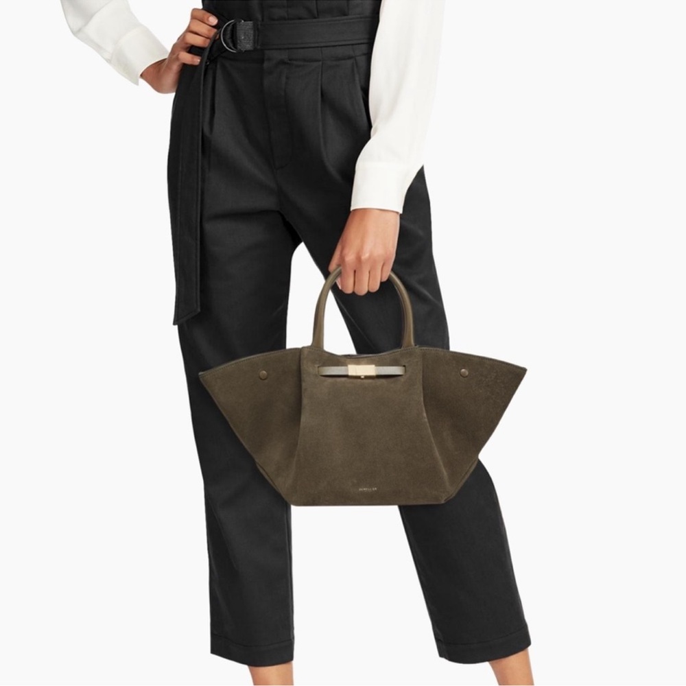 DeMellier The Midi New York Olive Suede Tote Bag - Picture 3 of 8